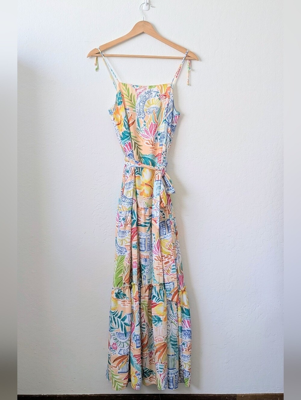 julia jordan Multicolor Tropical Print Tiered Summer Maxi Dress Sz XS